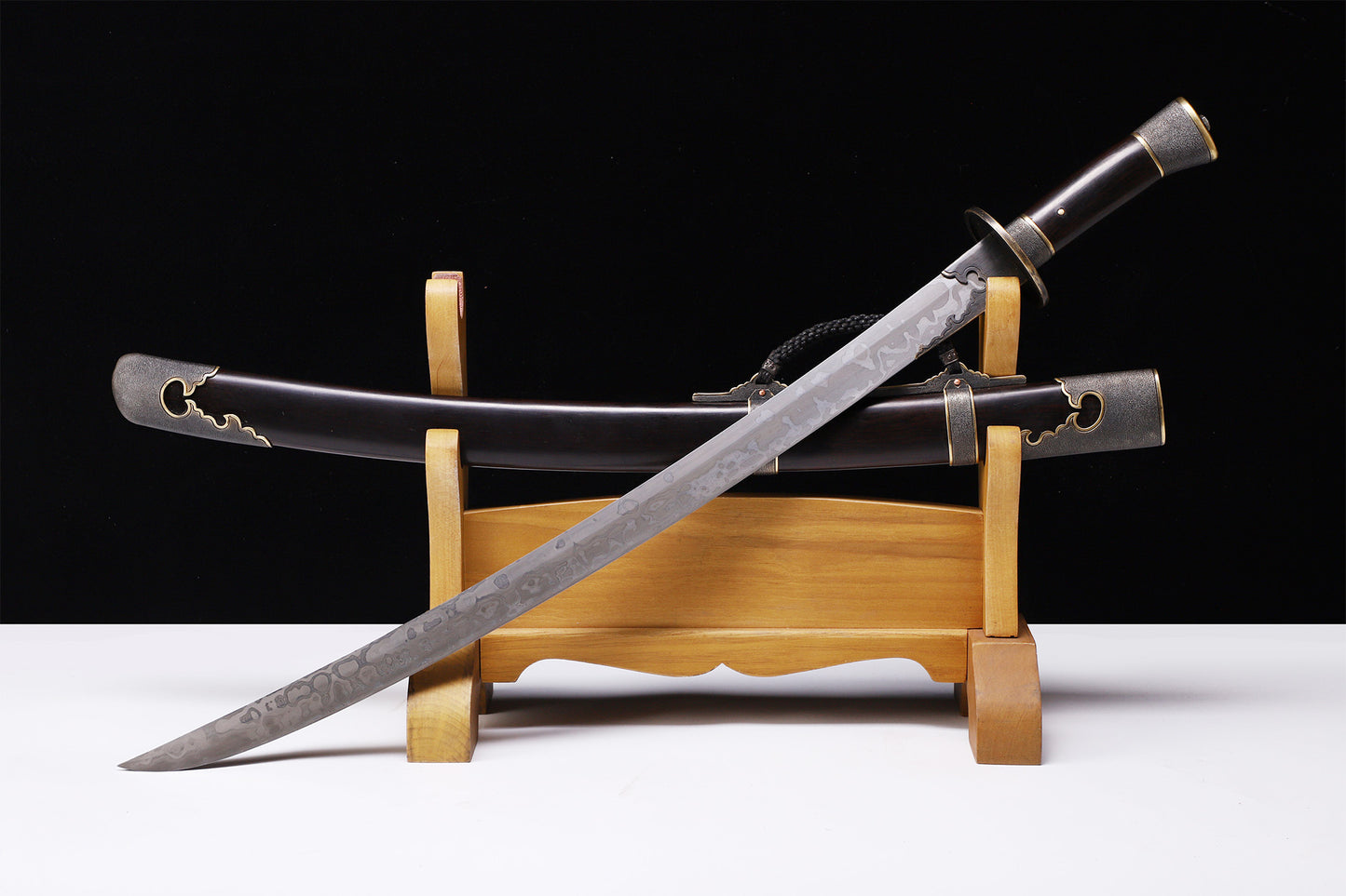 Solid Purple Sandalwood Saya Hand Cloud Carved Brass Fittings Premium Sword
