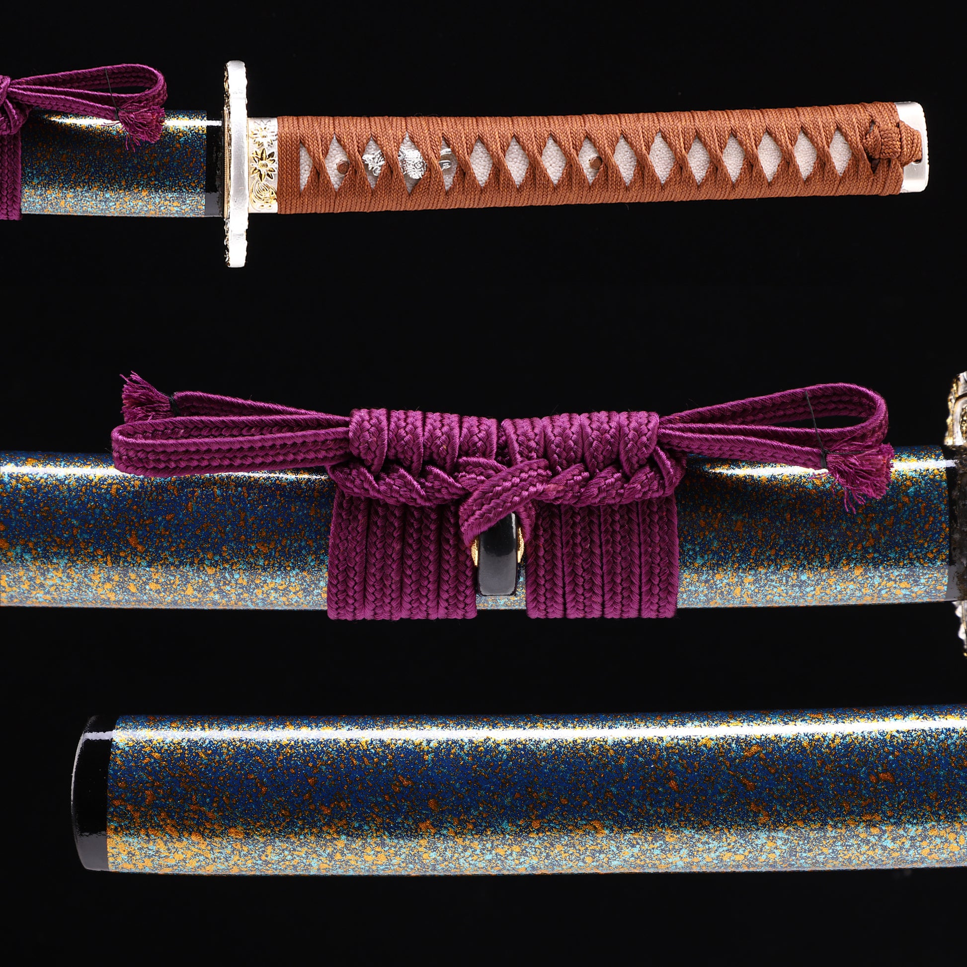 Color treated blade katana Detail of scabbard