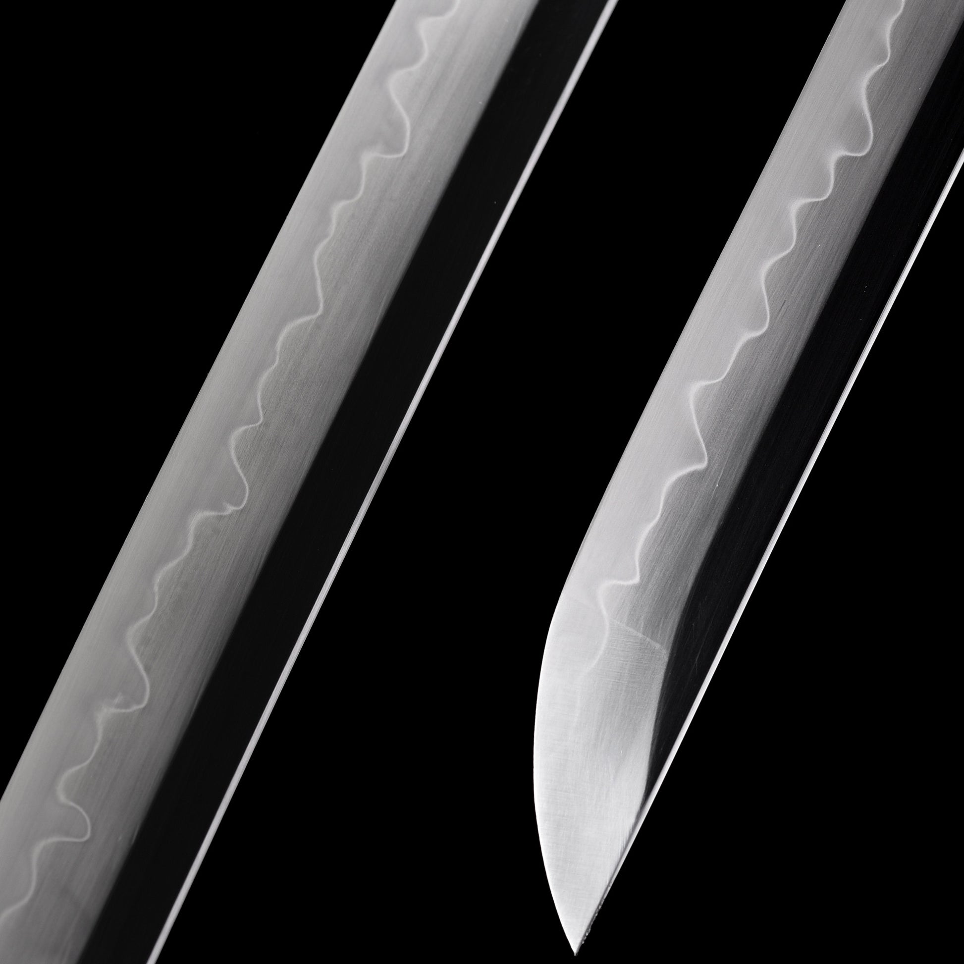 Katana sword tip detail - precision forged T10 steel kissaki point