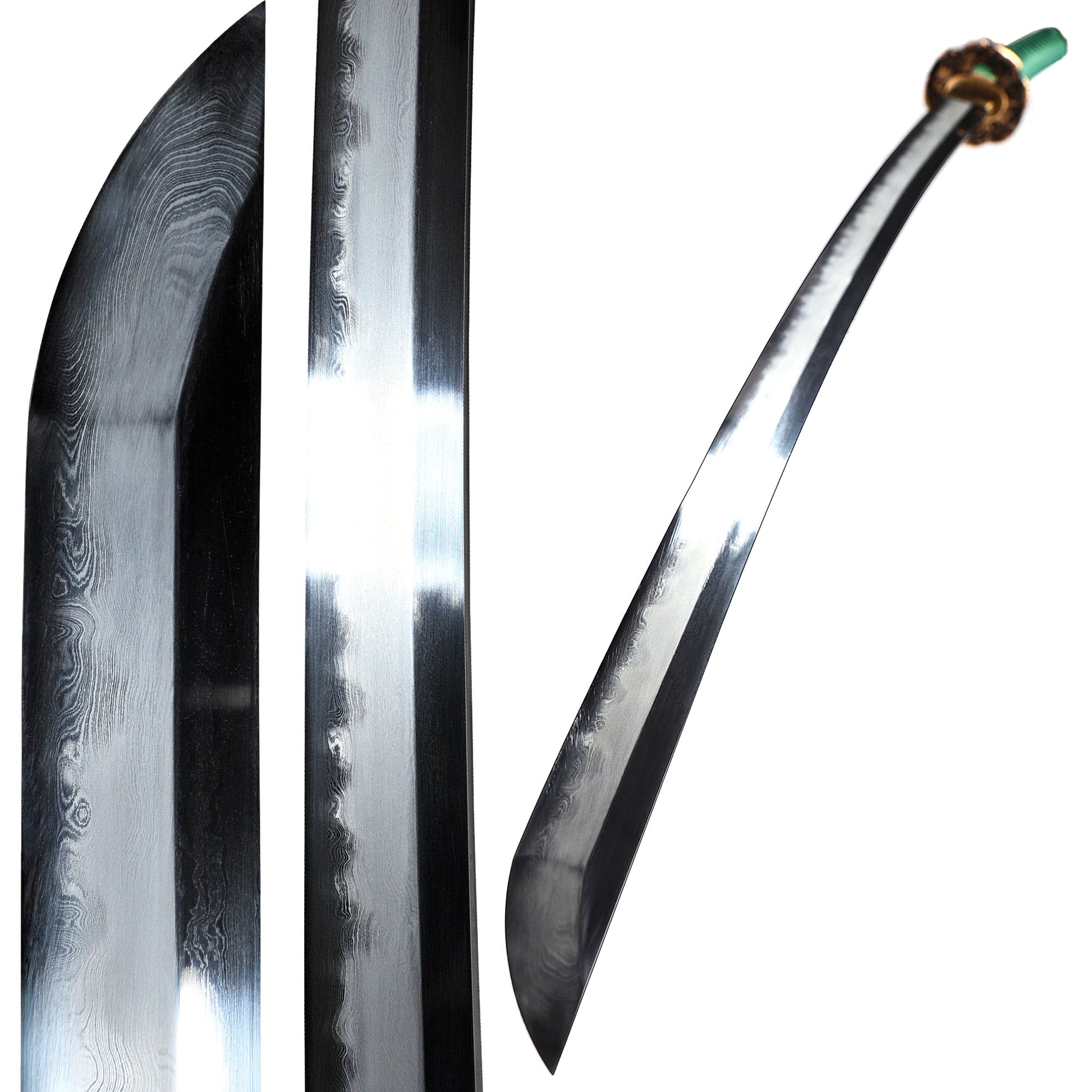Texture steel katana clay tempered hamon blade close-up - textured steel edge hamon line