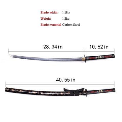 Black & Gold Floral Saya Samurai Katana