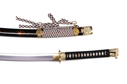 Black Maple Leaf Pattern Samurai Katana
