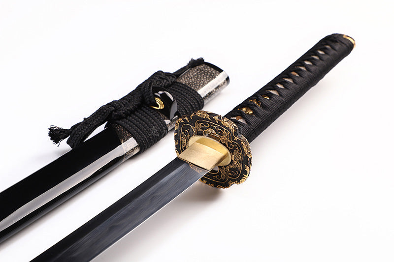 Black & Gold Floral Openwork Samurai Katana