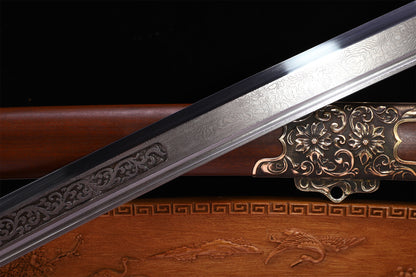 Solid Sourwood Scroll Relief Vintage Brass Fittings Sword