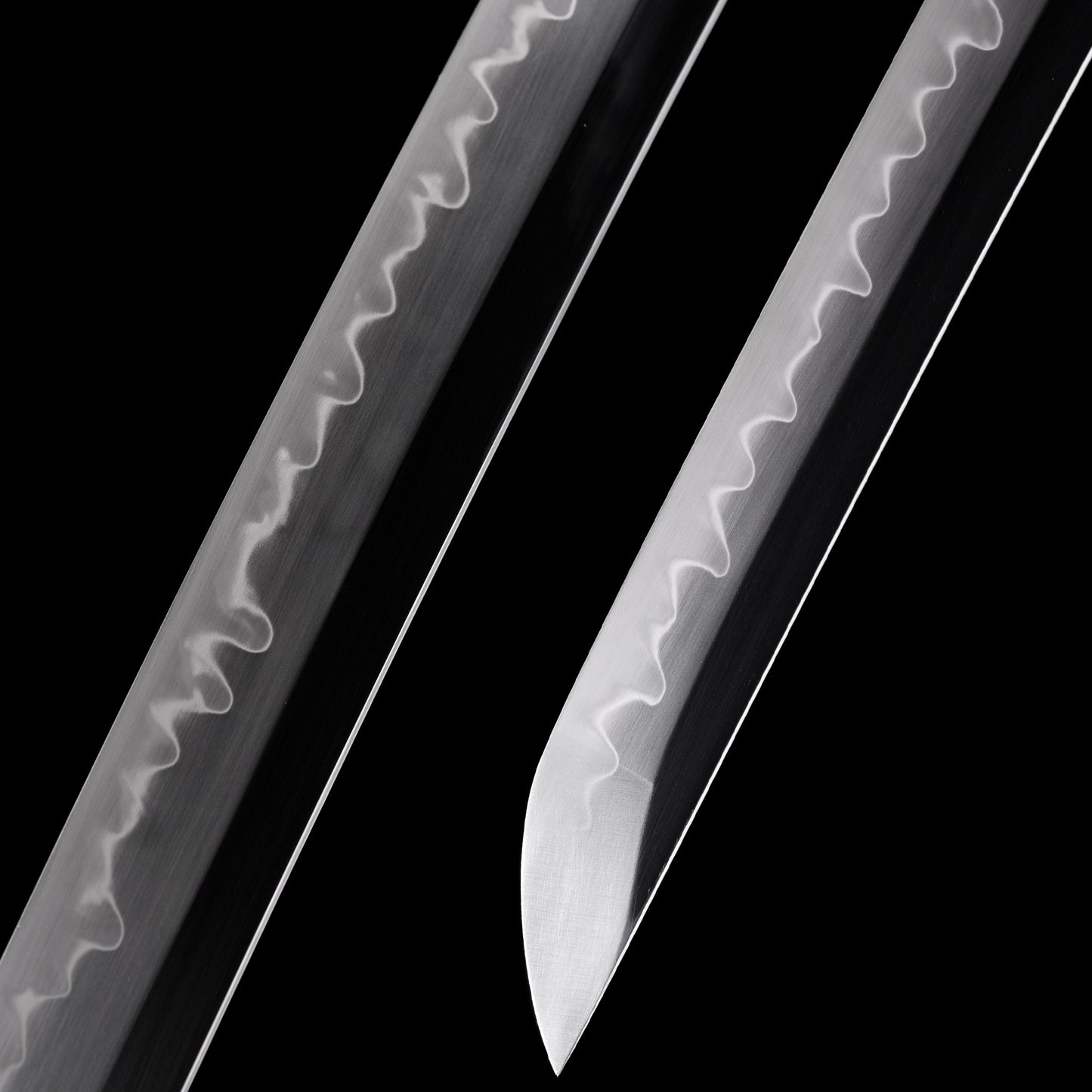 Katana sword tip detail - precision forged T10 steel kissaki point