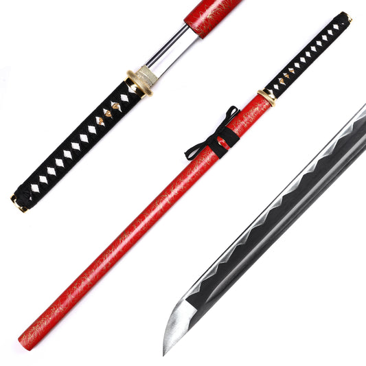 full tang spring steel blade red saya