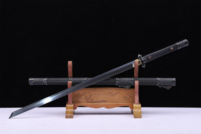 Black Ray Skin Silver Inlaid Plain Iron Cloud Fittings Sword
