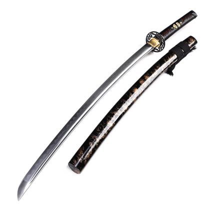 Black & Gold Floral Saya Samurai Katana