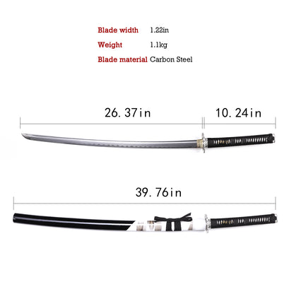 Silver Dragon Tsuba Samurai Katana