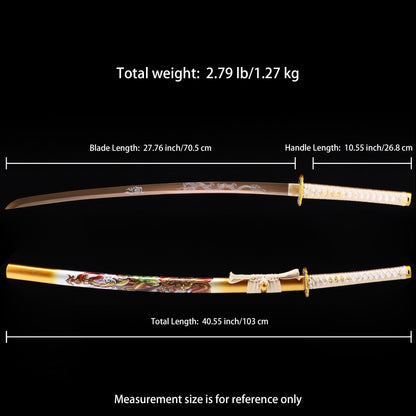 Golden Dragon Japanese samurai sword katana Size chart