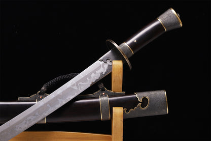 Solid Purple Sandalwood Saya Hand Cloud Carved Brass Fittings Premium Sword