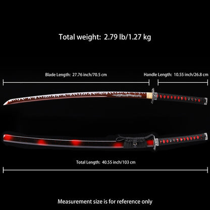 Dark Red Dragon katana Size chart