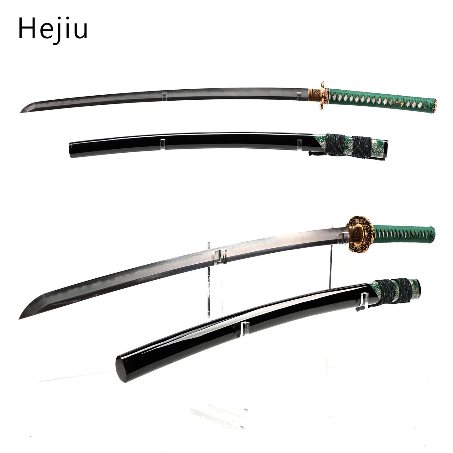 Texture steel katana clay tempered hamon side profile - full tang Japanese sword