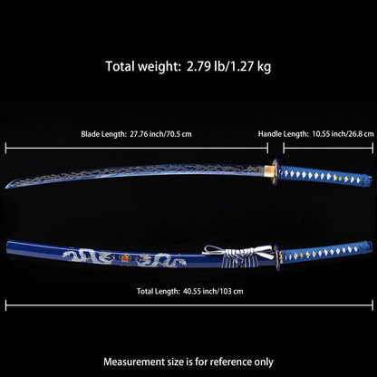 Blue Dragon Japanese samurai sword katana Size chart