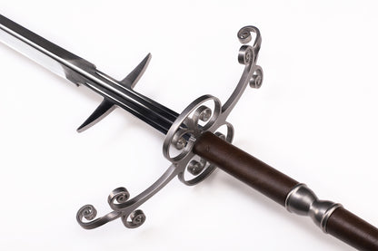 Renaissance European Two-Handed Greatsword, Scroll Wing Fittings Leather Grip Western Long Sword