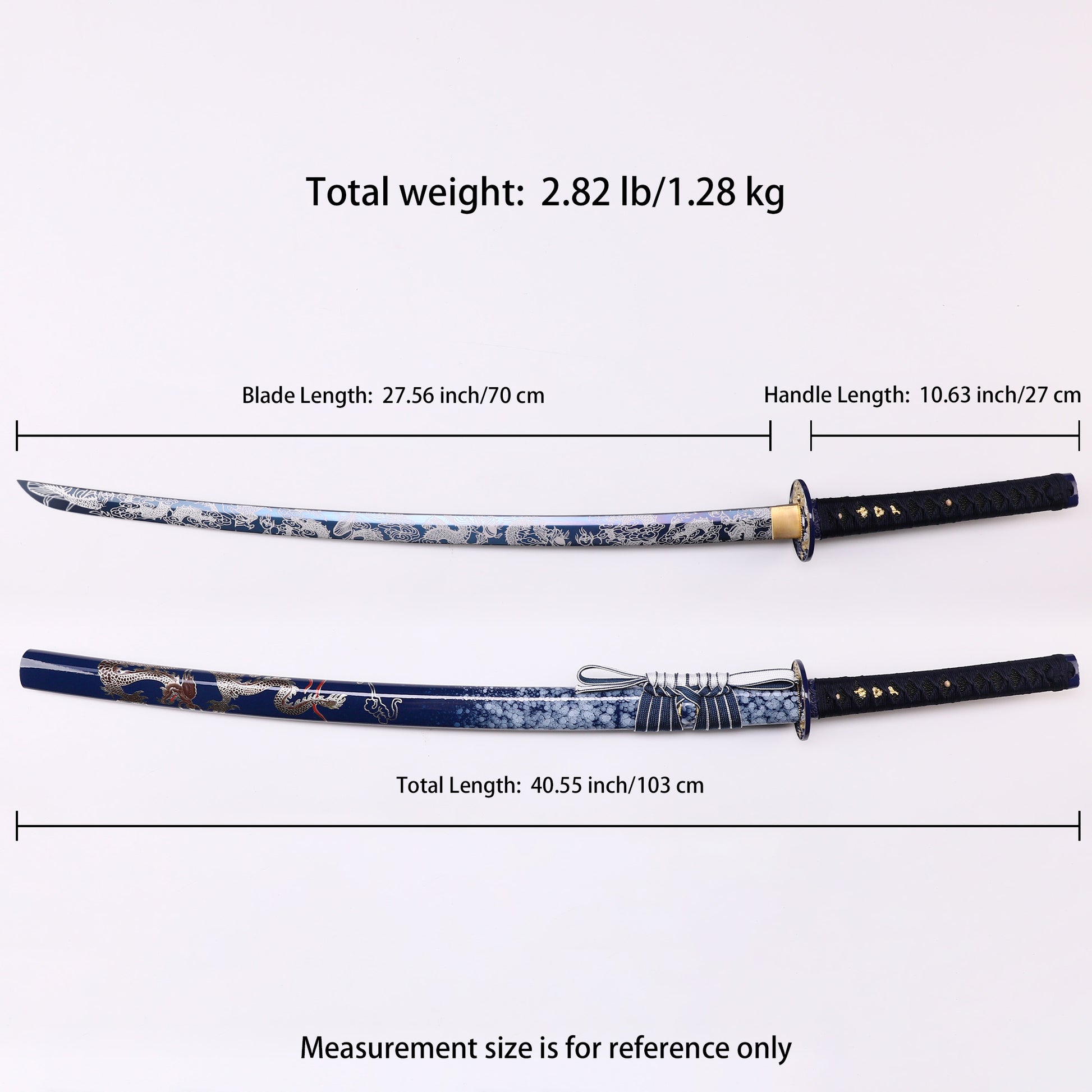 Blue Dragon Japanese samurai sword katana Size chart
