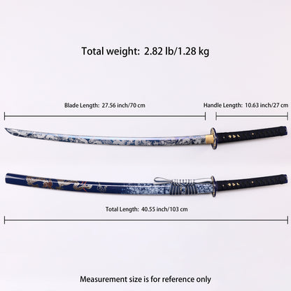 Blue Dragon Japanese samurai sword katana Size chart