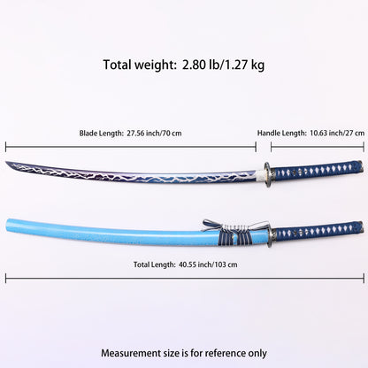 Light Blue Dragon Japanese samurai sword katana Size chart
