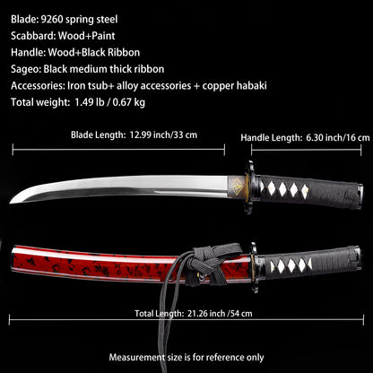 Red Saya & Black Handle Tanto