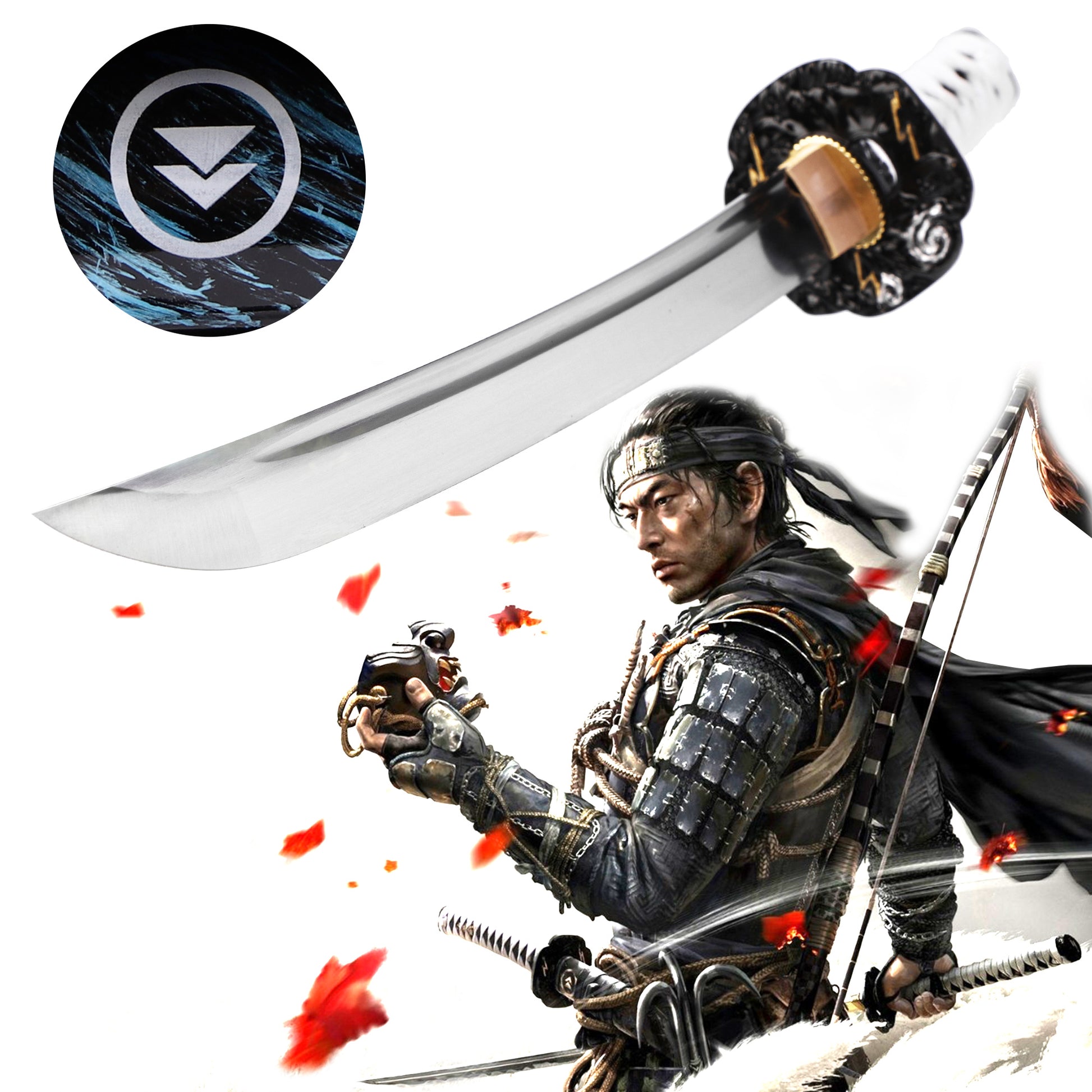 Ghost of Tsushima short tanto full length view - Jin Sakai game replica blade