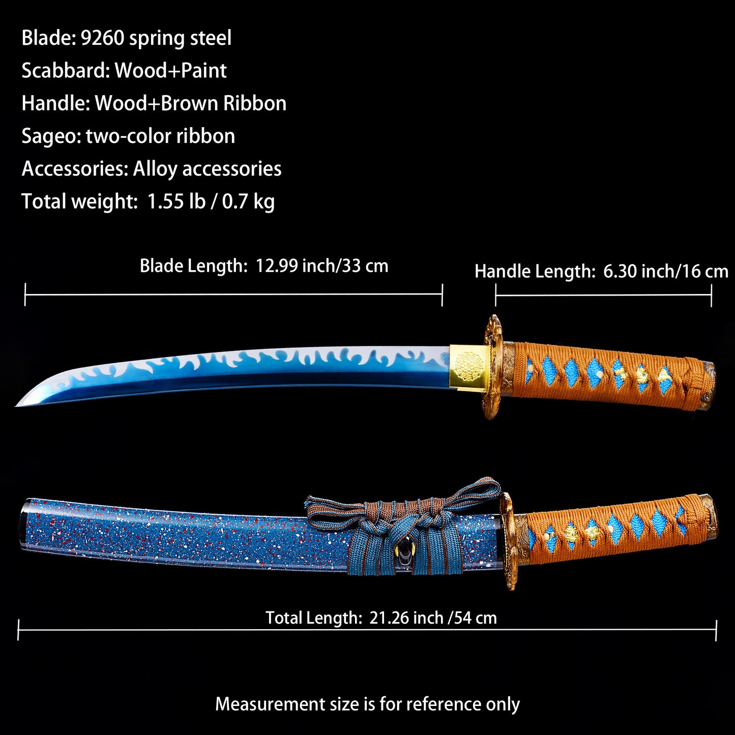 Blue Blade Wave Pattern Tanto