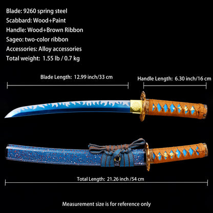 Blue Blade Wave Pattern Tanto