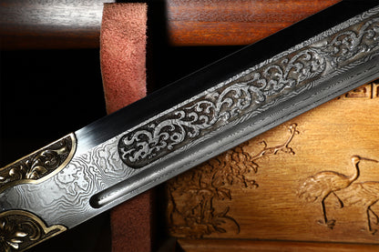 Solid Sourwood Scroll Relief Vintage Brass Fittings Sword