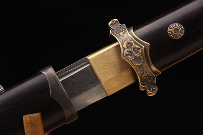 Precious Ebony Wood Saya & Handle, Vintage Carved Copper  Dagger