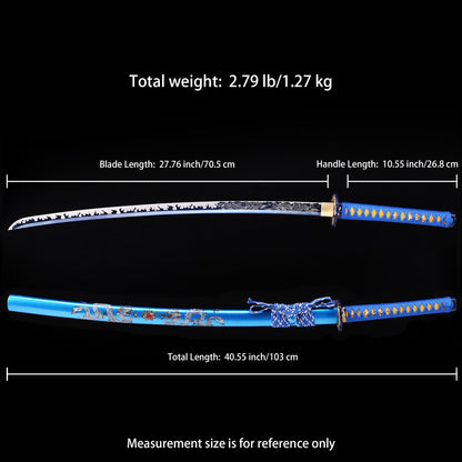 Blue Dragon Japanese samurai sword katana Size chart