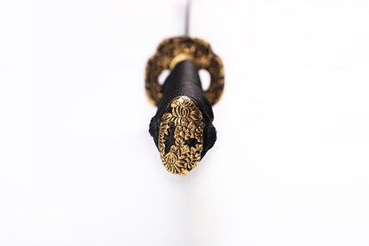 Black & Gold Floral Openwork Samurai Katana