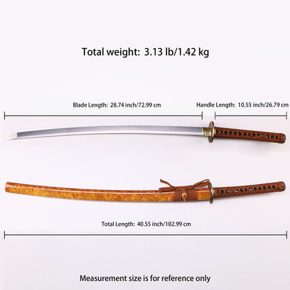 Katana sword 41 inch T10 steel clay tempered full tang - Size chart