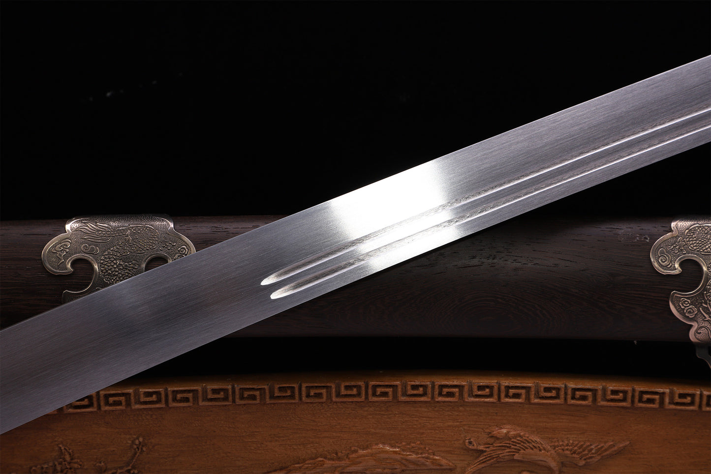 Solid Wenge Wood Ruyi Cloud Brass Fittings Traditional Martial Arts Training Sword