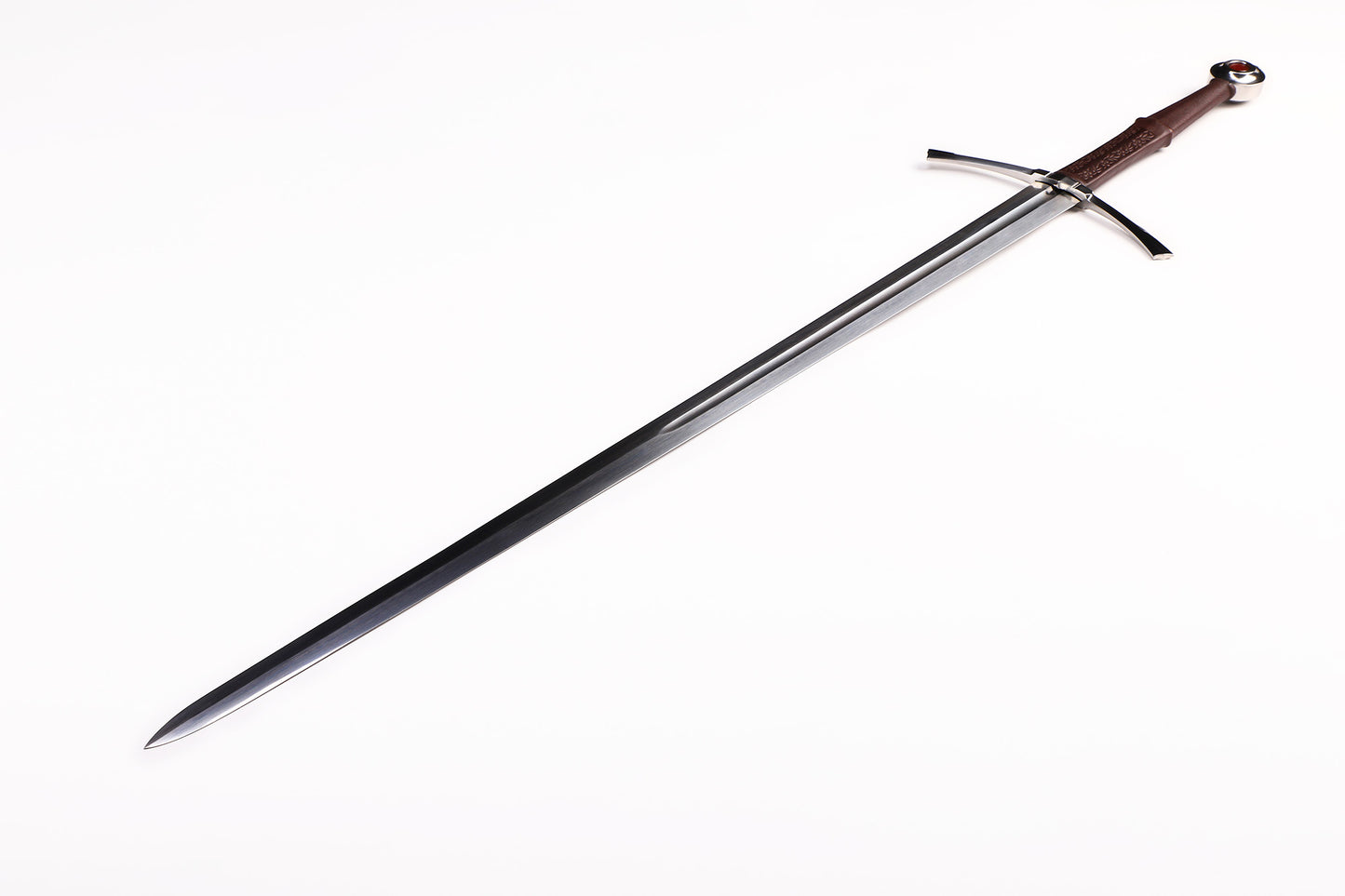 Medieval European Two-Handed Sword, Crossguard Ruby Pommel Full