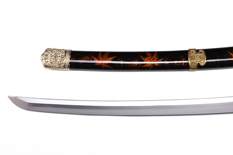 Black Maple Leaf Pattern Samurai Katana