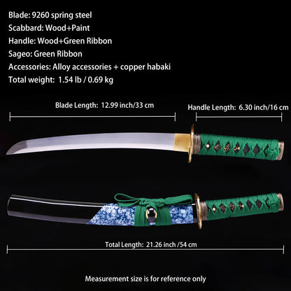 Green Handle & Blue Marbled Saya Tanto
