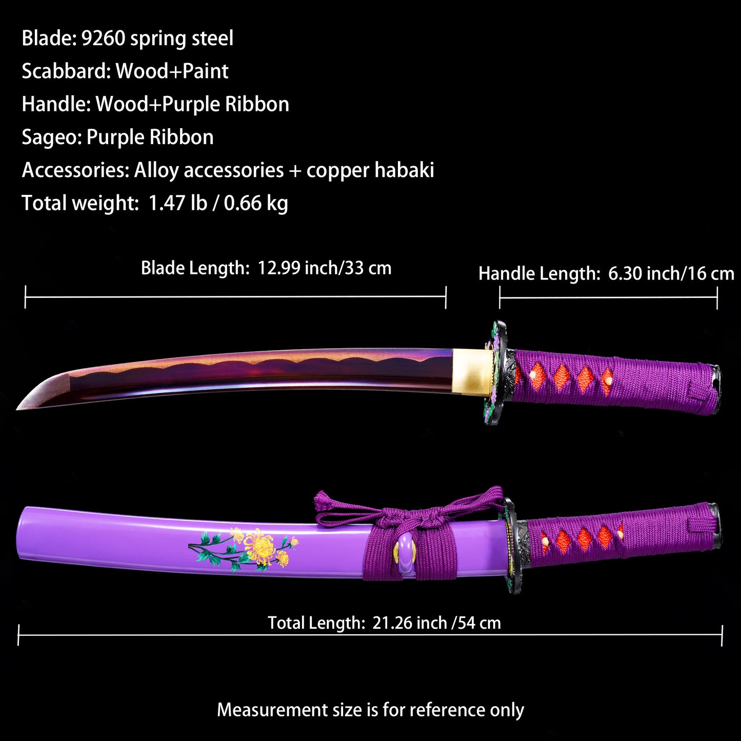 Purple Tanto with Chrysanthemum Saya