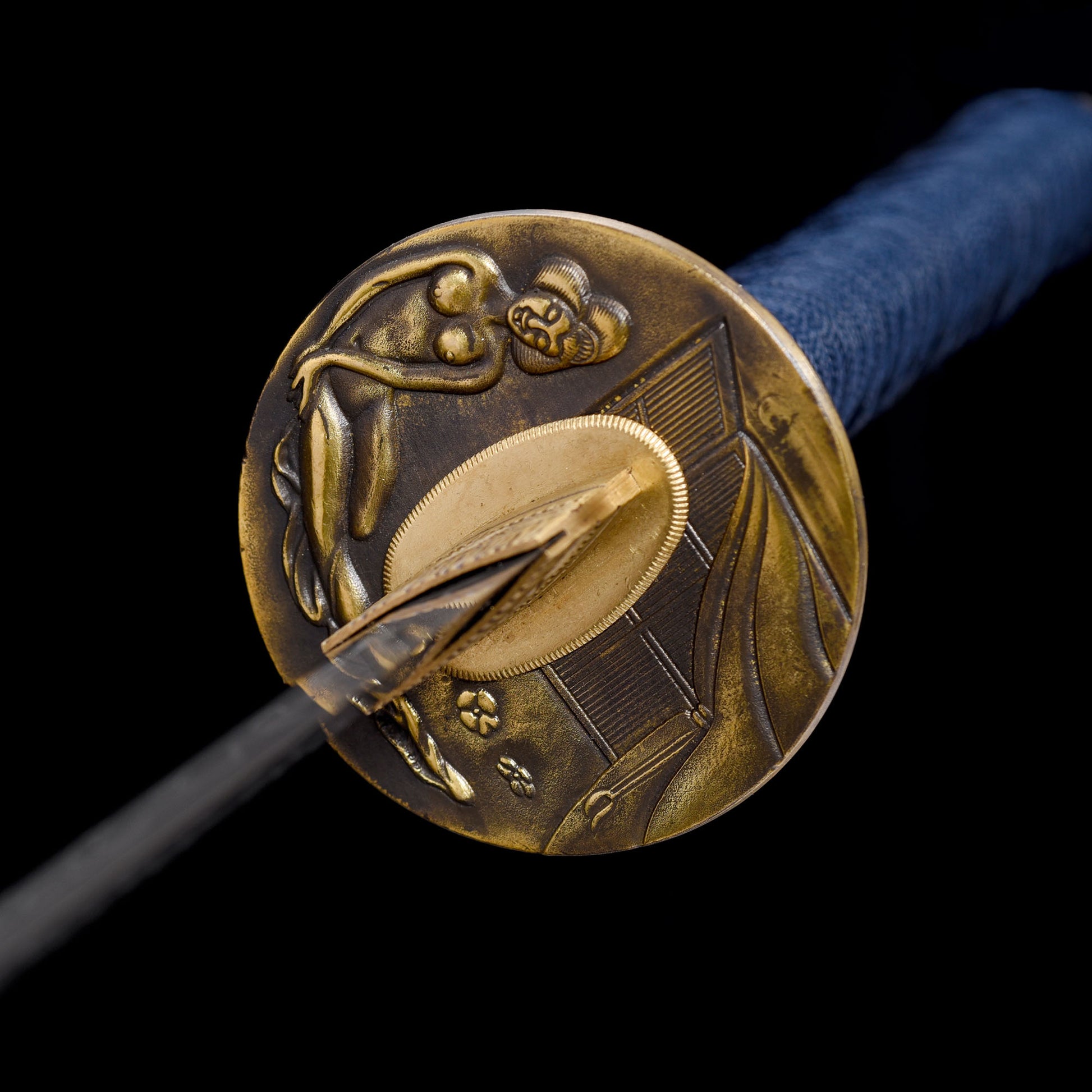 Katana sword 41 inch T10 steel clay tempered full tang - Detail drawing of hand guard