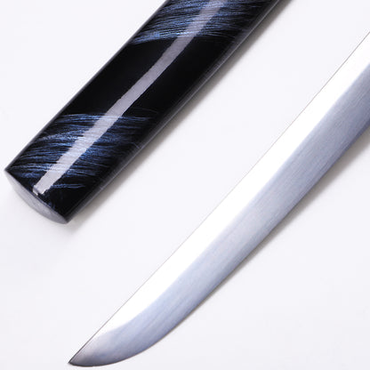 Blue handle black pattern tanto tip detail - precision forged tanto point