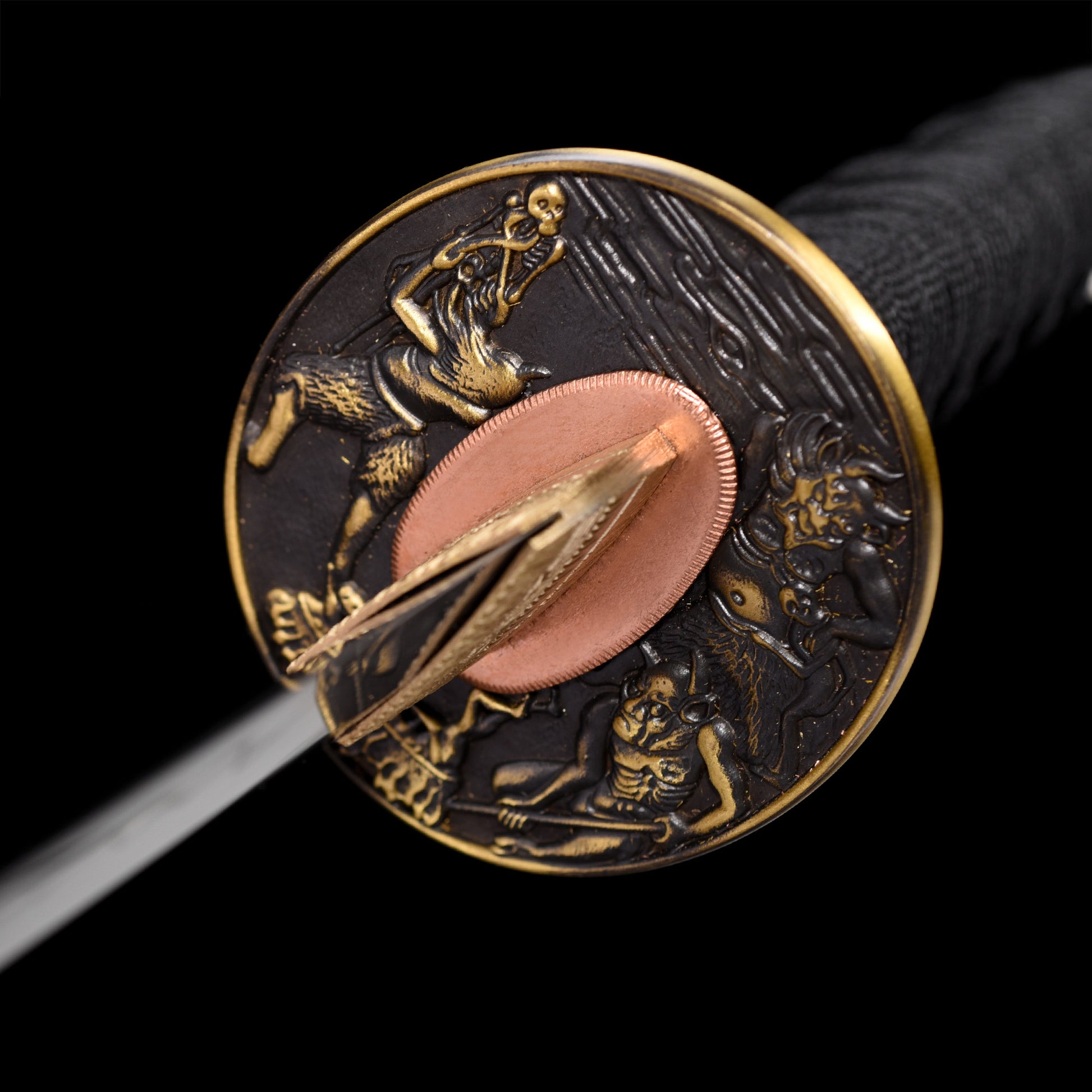Katana sword 41 inch T10 steel clay tempered full tang - Detail drawing of hand guard