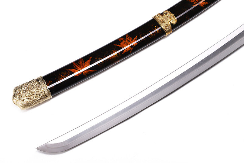 Black Maple Leaf Pattern Samurai Katana