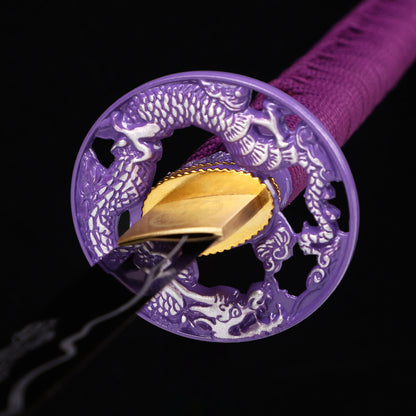 Purple Dragon Japanese samurai sword katana Hand protection details