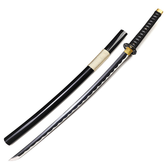 Black Clover Midnight Tachi sword full length view - five leaf clover anime katana