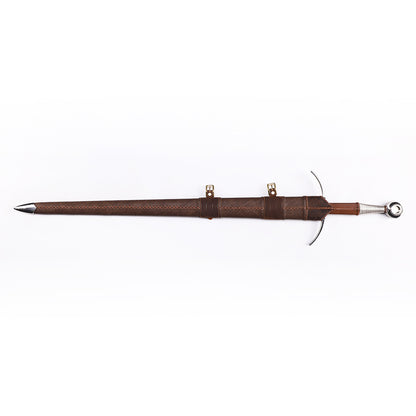 Medieval longsword flat lay - full length overview