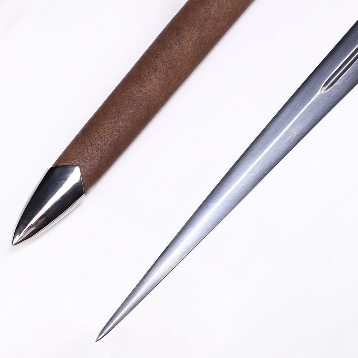 Medieval longsword blade close-up - razor sharp high manganese steel double edge