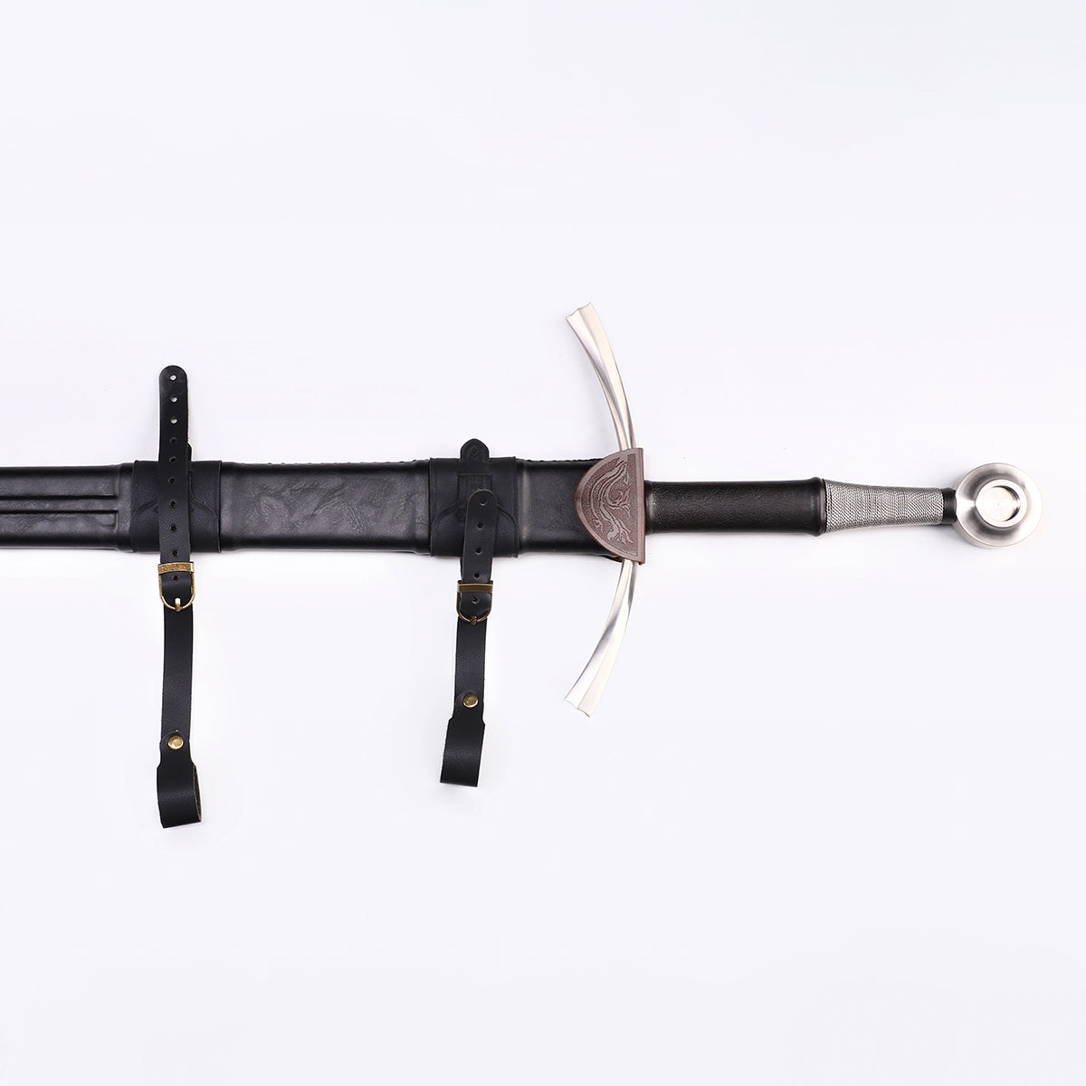 Rhinelander bastard sword grip close-up - hand and a half handle construction