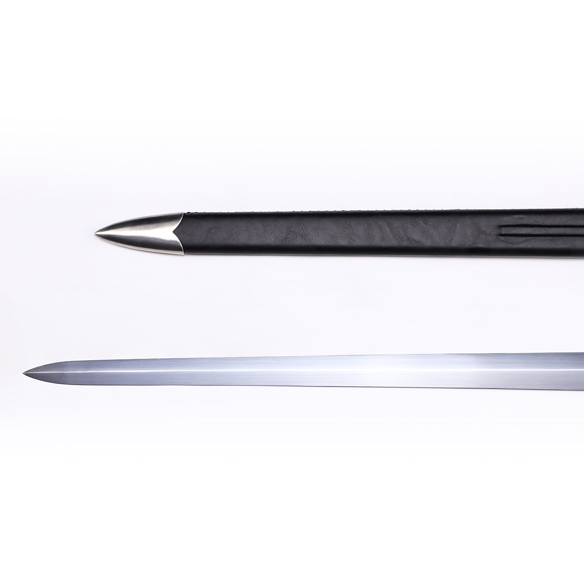 Rhinelander bastard sword blade tip detail - precision forged double-edged point