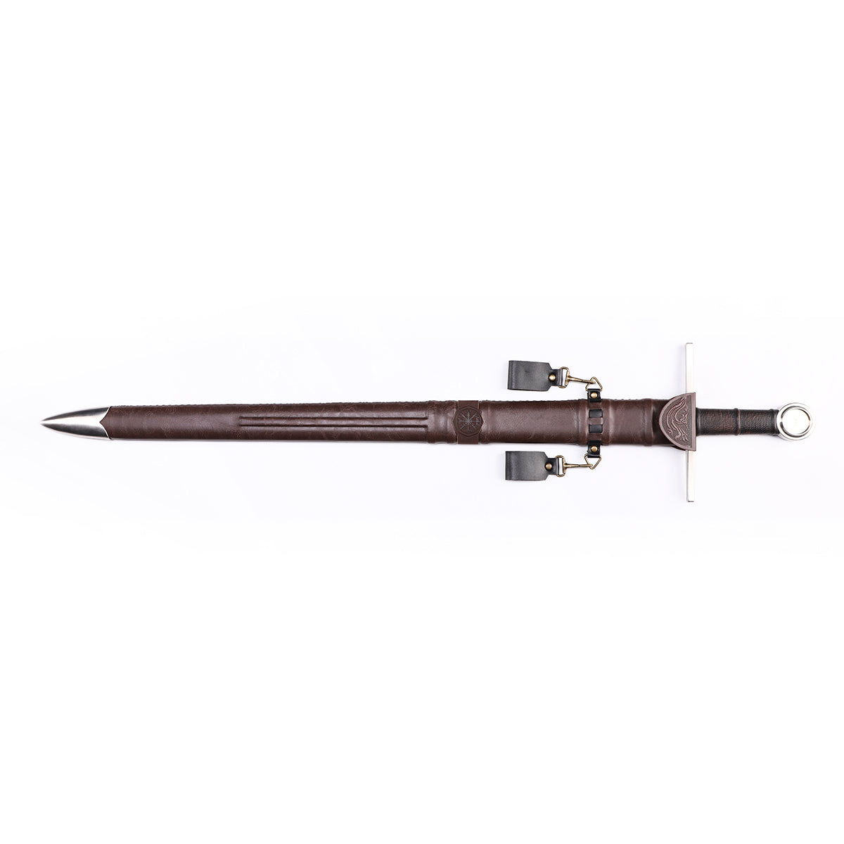 Medieval arming sword front view - full tang historical knight sword replica
