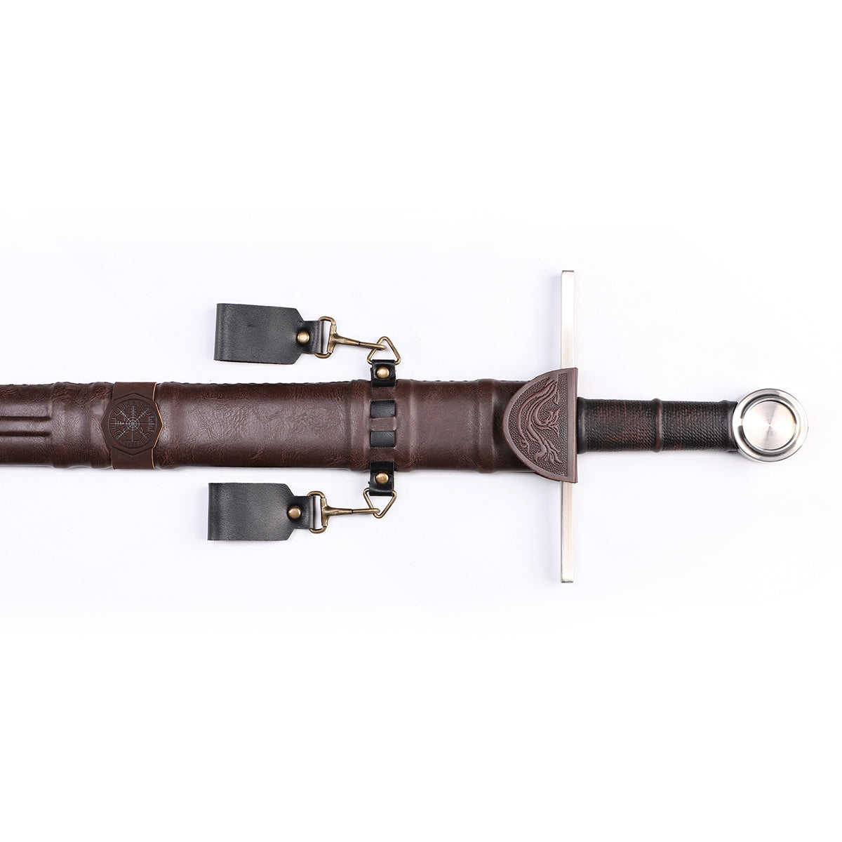 Medieval arming sword crossguard detail - straight quillon guard close-up