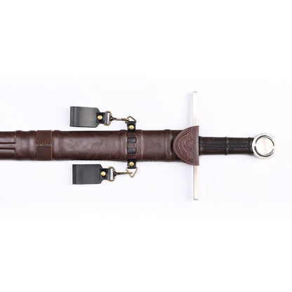 Medieval arming sword pommel close-up - historical knight sword pommel construction