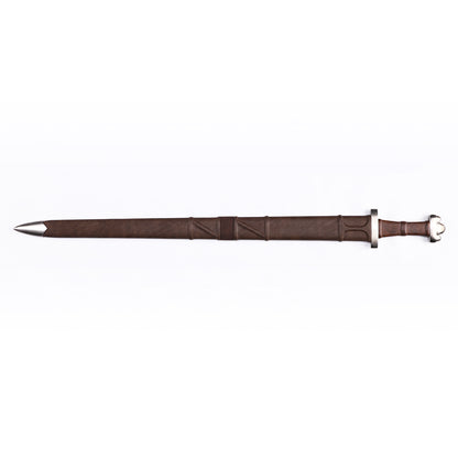 Viking sword flat lay - full length overview with scale reference